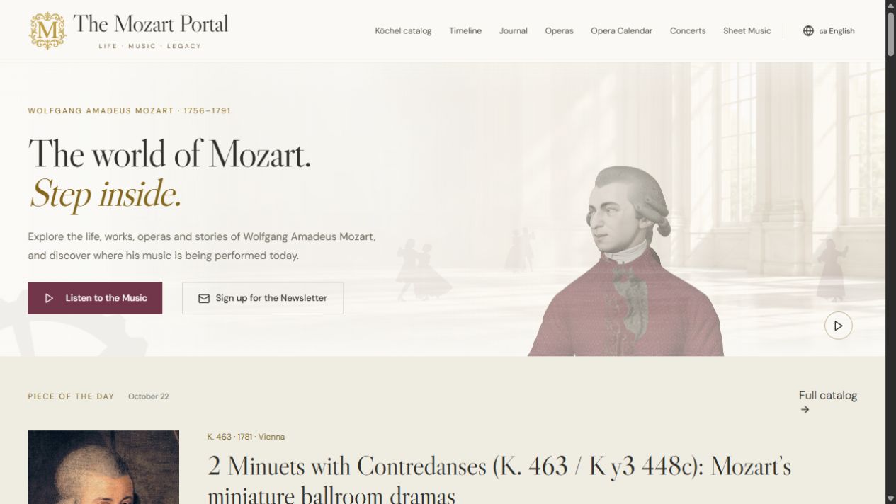 Mozart Portal website preview